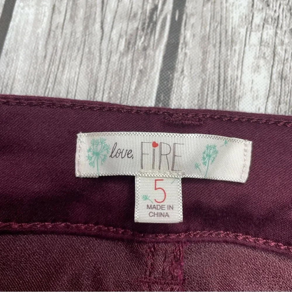 Love Fire Women’s Skinny Leg Chino Pants Burgundy Maroon Size 5 - Picture 7 of 11